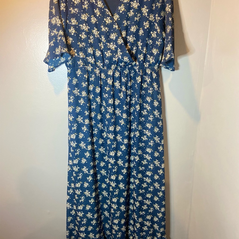 Blue floral maternity & nursing dress
